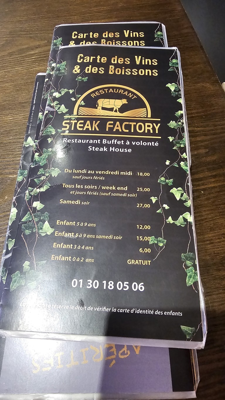 Steak factory menu 1