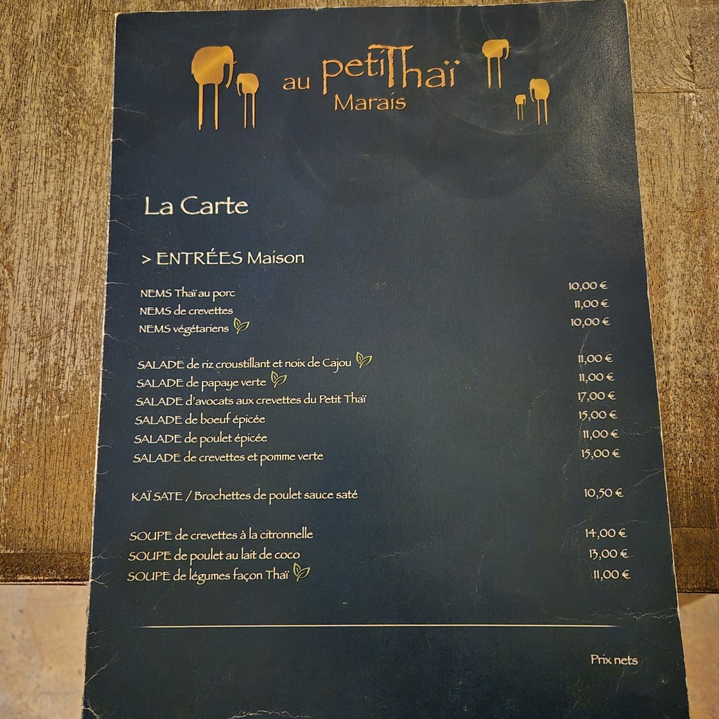 Au Petit Thaï menu 1