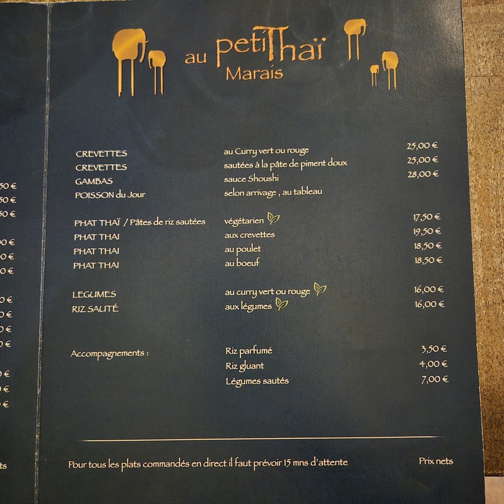 Au Petit Thaï menu 3