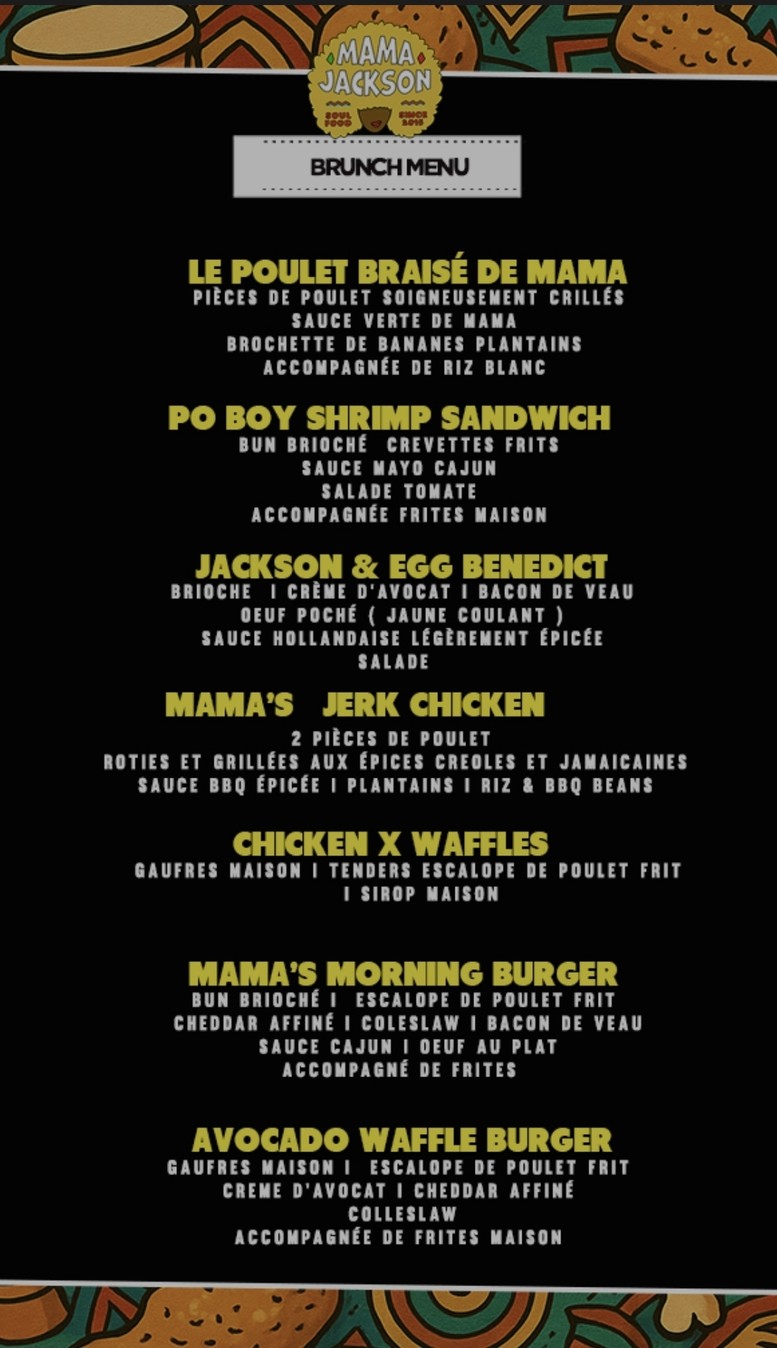 Mama Jackson Soul Food París menu 3