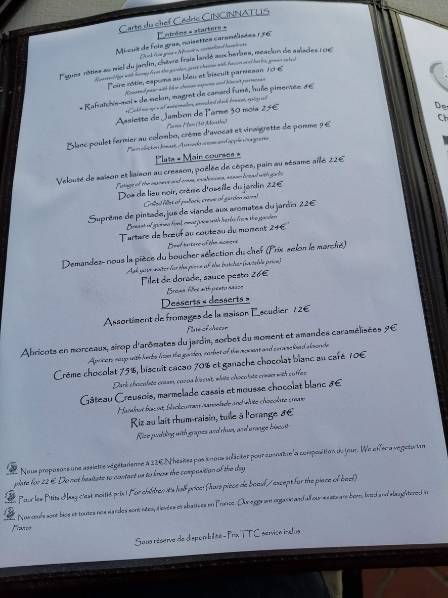 Issy Guinguette menu 2