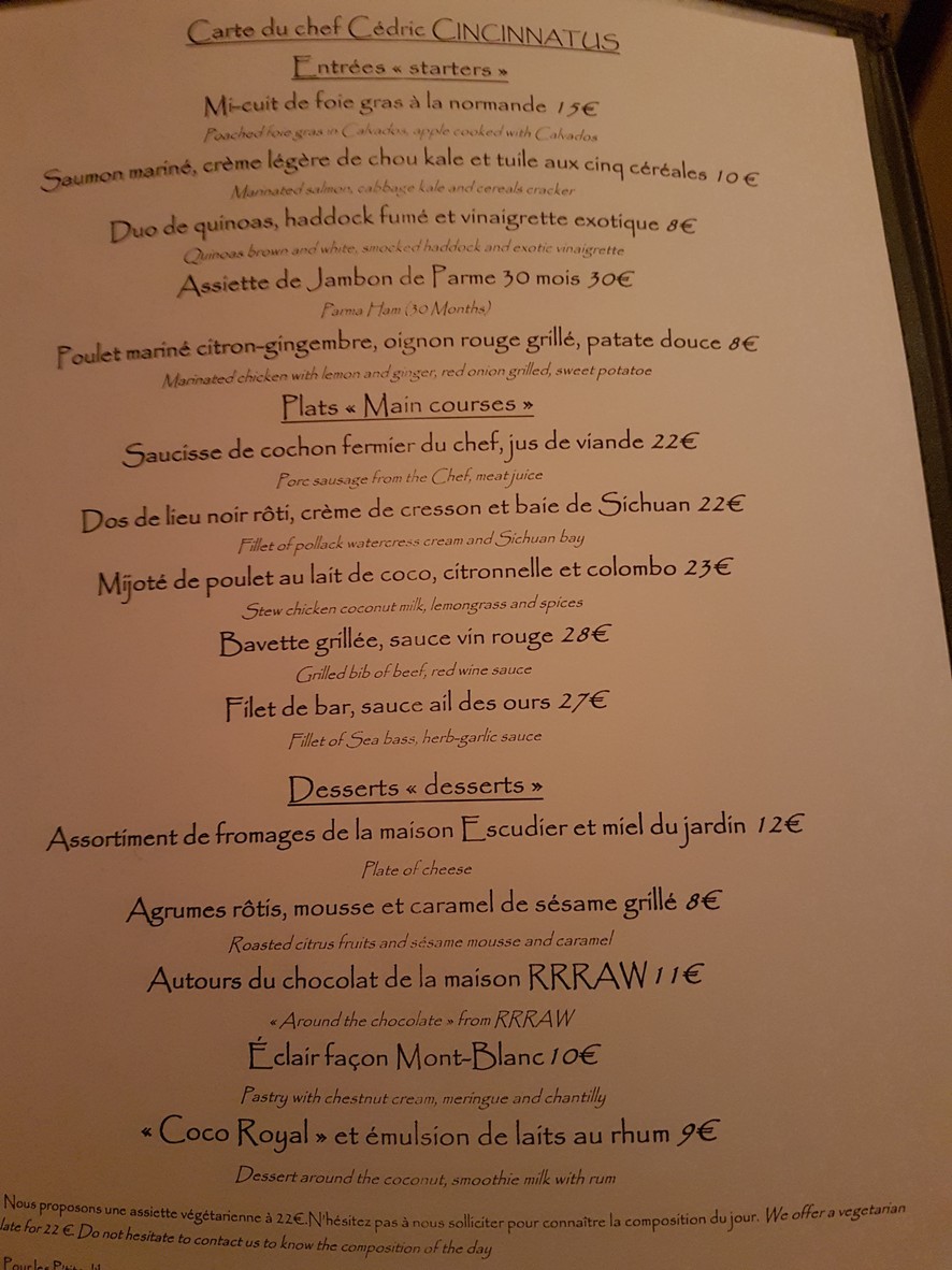 Issy Guinguette menu 3
