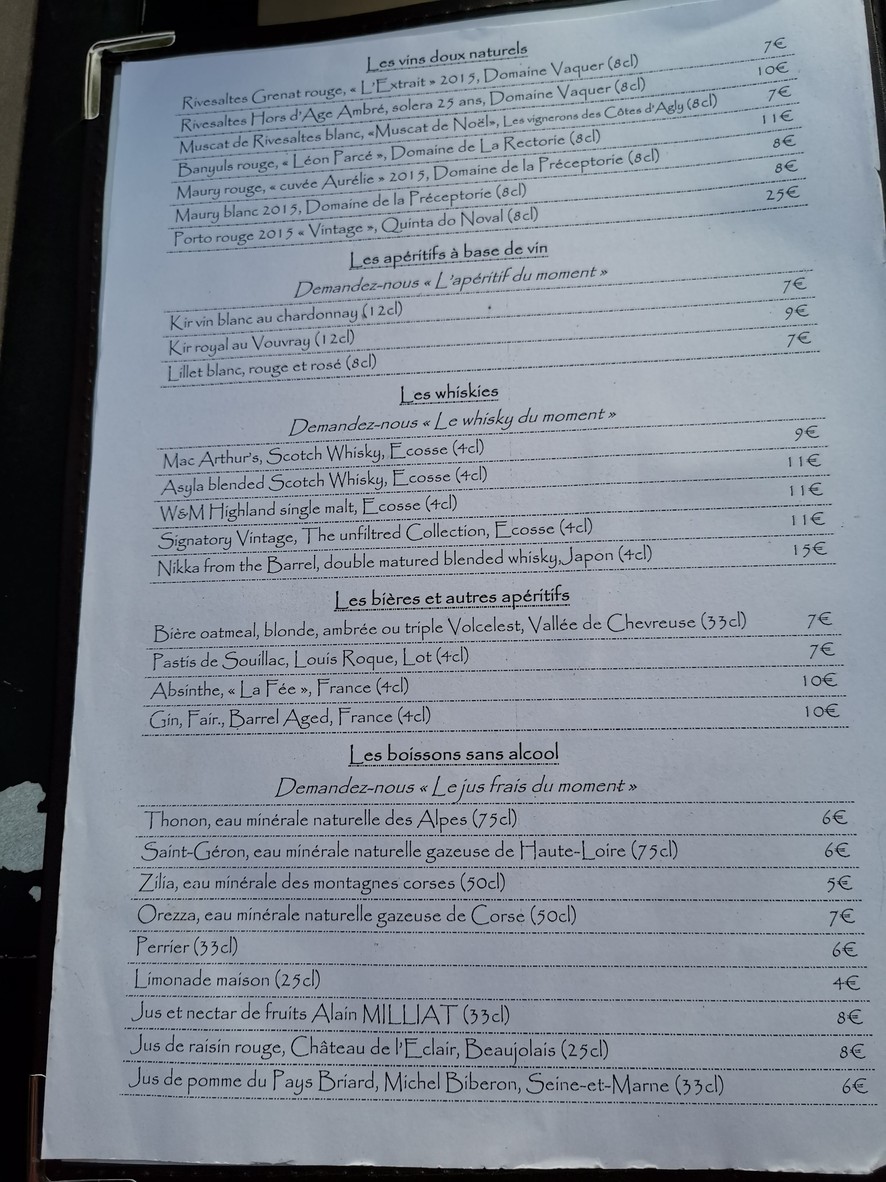 Issy Guinguette menu 4