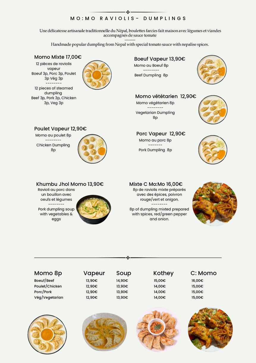 Joon "Restaurant Népalais" menu 2