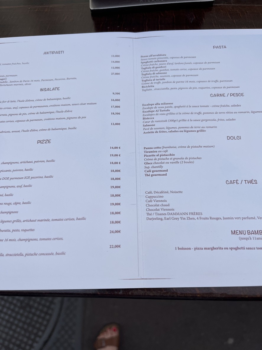 Bicicletta Ristorante menu 1