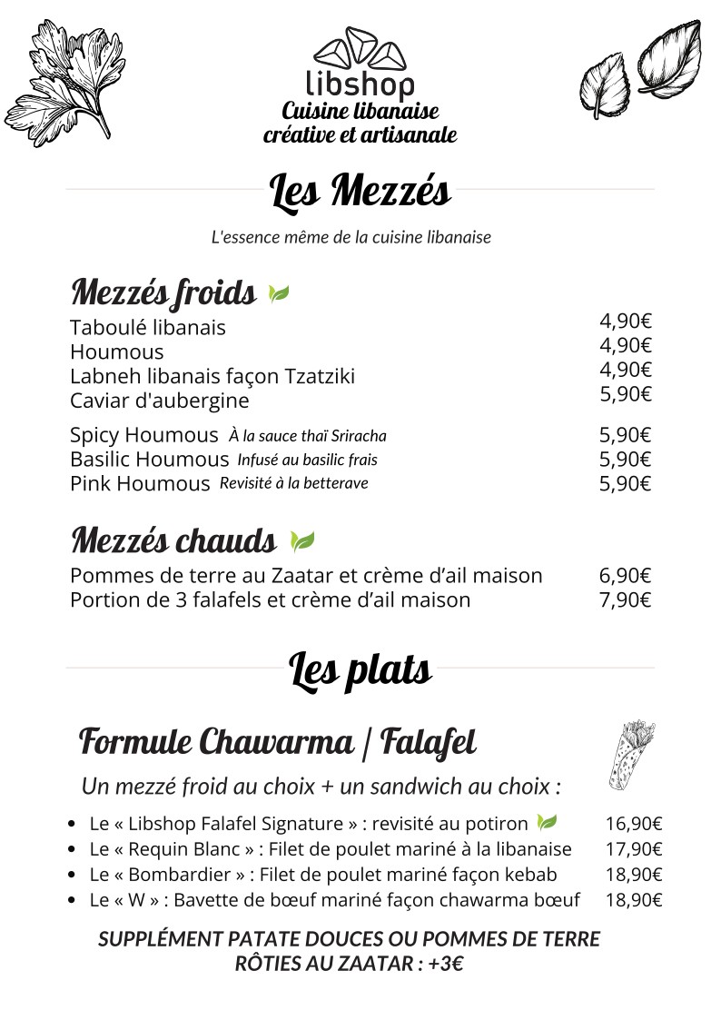 Libshop París 13 – La experiencia libanesa menu 1