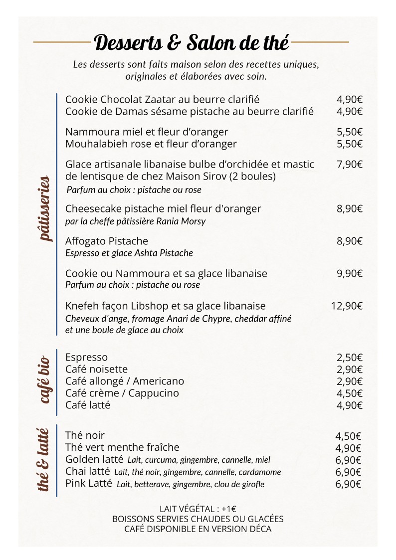 Libshop París 13 – La experiencia libanesa menu 3