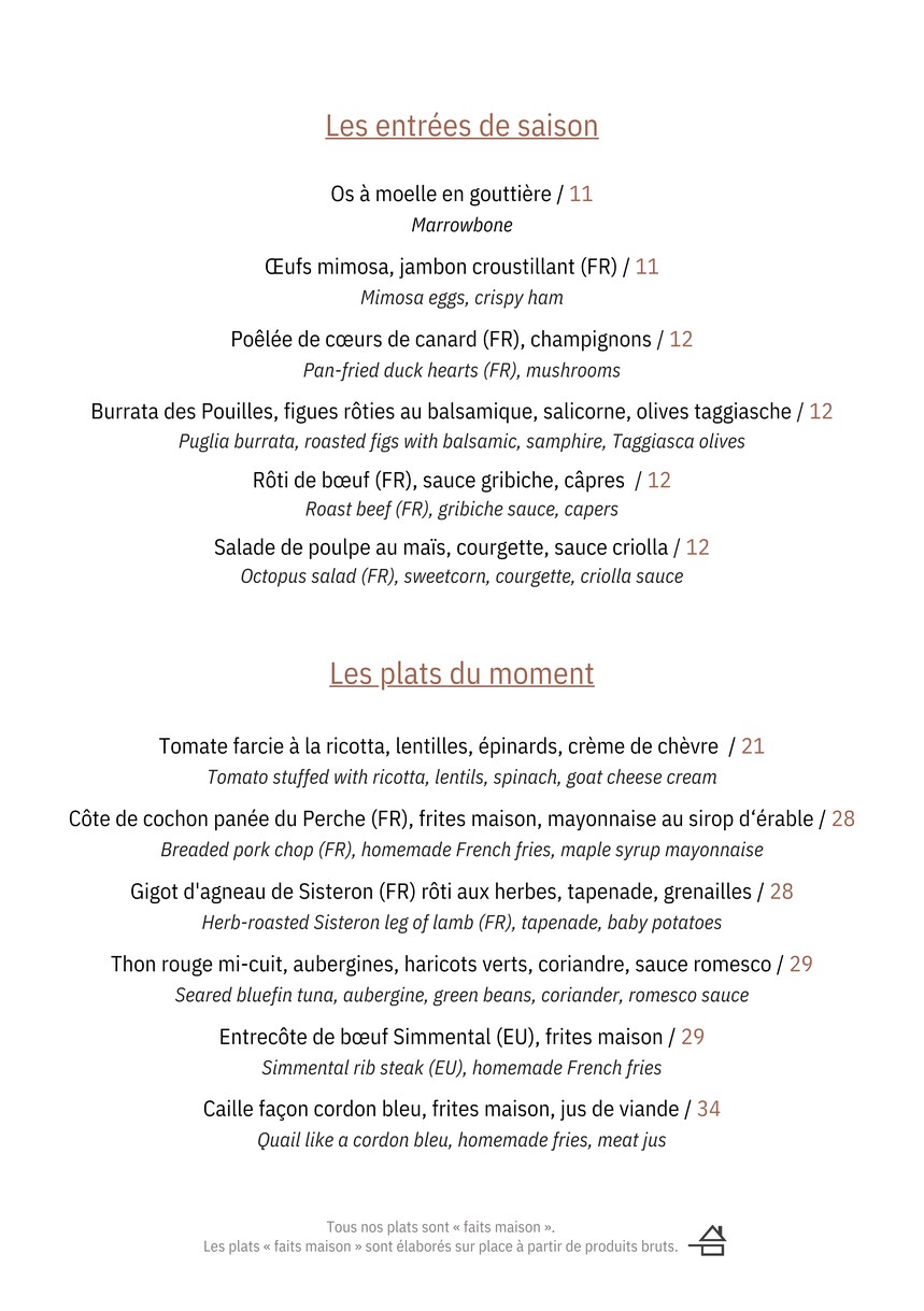 Bonvivant menu 2