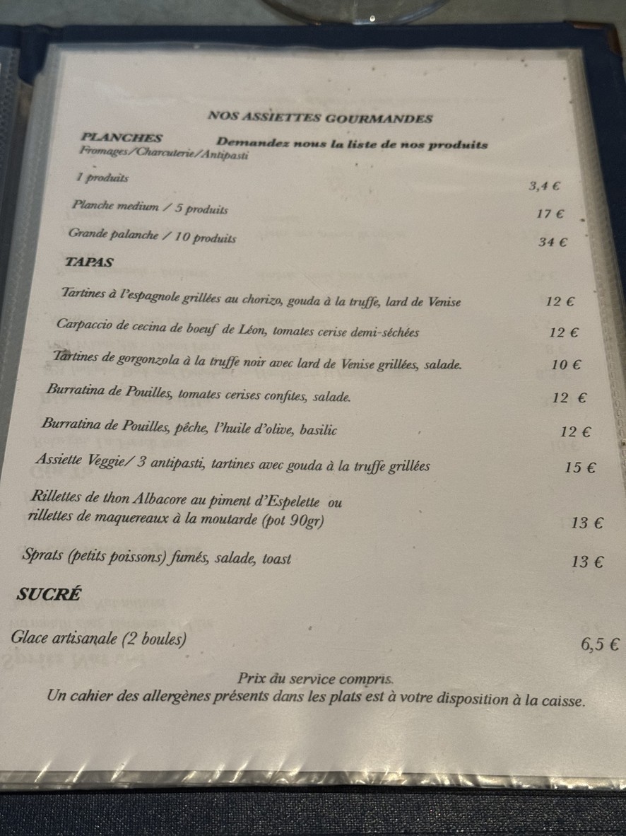 REDD Montorgueil bar à vins menu 2