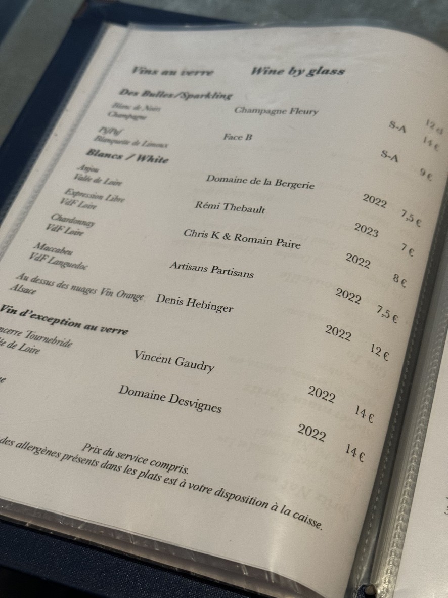 REDD Montorgueil bar à vins menu 3