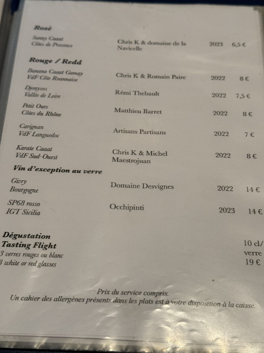 REDD Montorgueil bar à vins menu 4