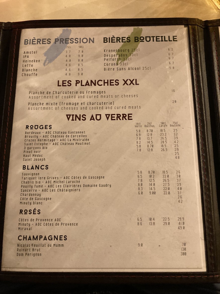 Les Anémones menu 2