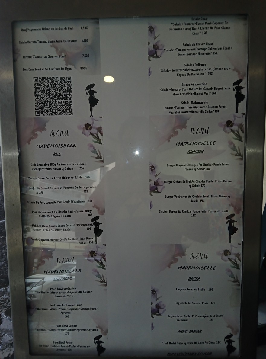 Mademoiselle les lilas menu 1