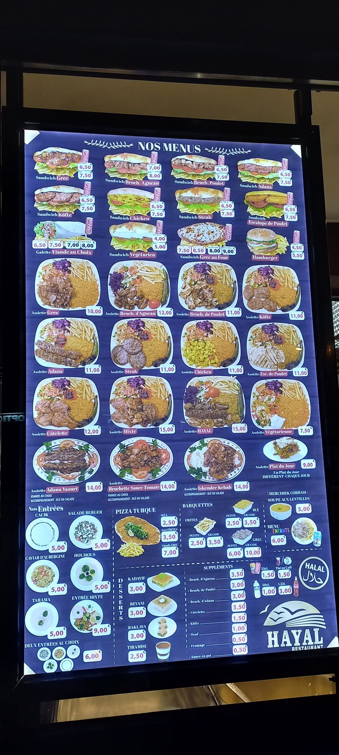 Restaurant hayal menu 1