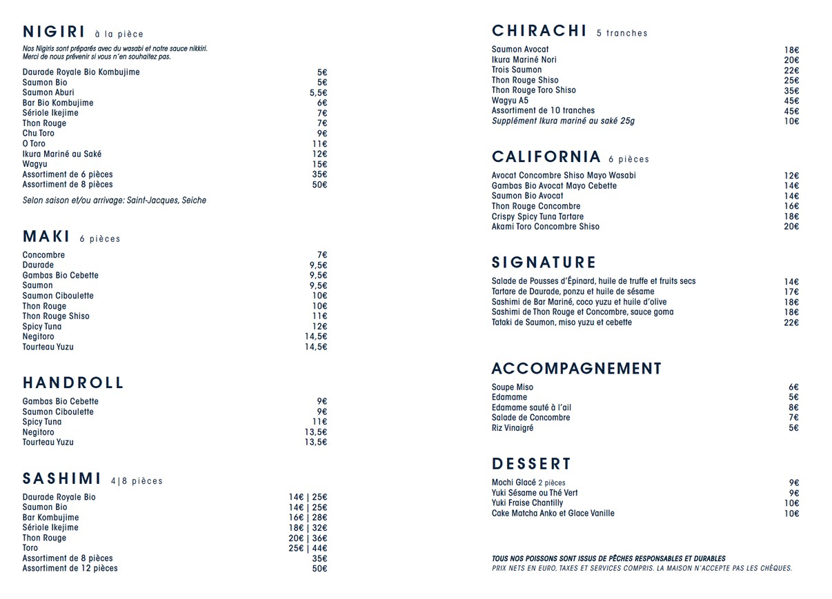 Makū Sushi Bar menu 1