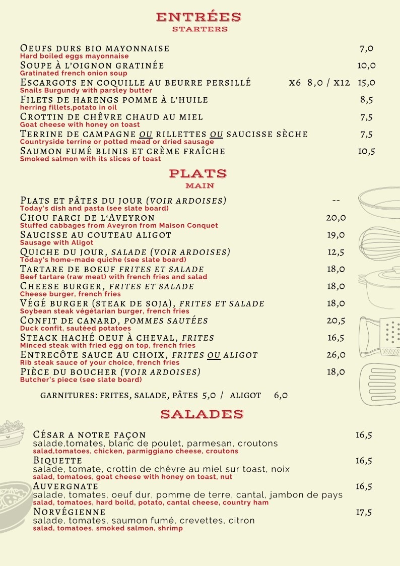 La Consigne menu 1