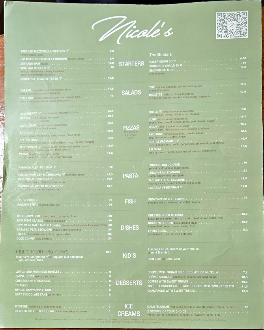 Nicole's menu 1