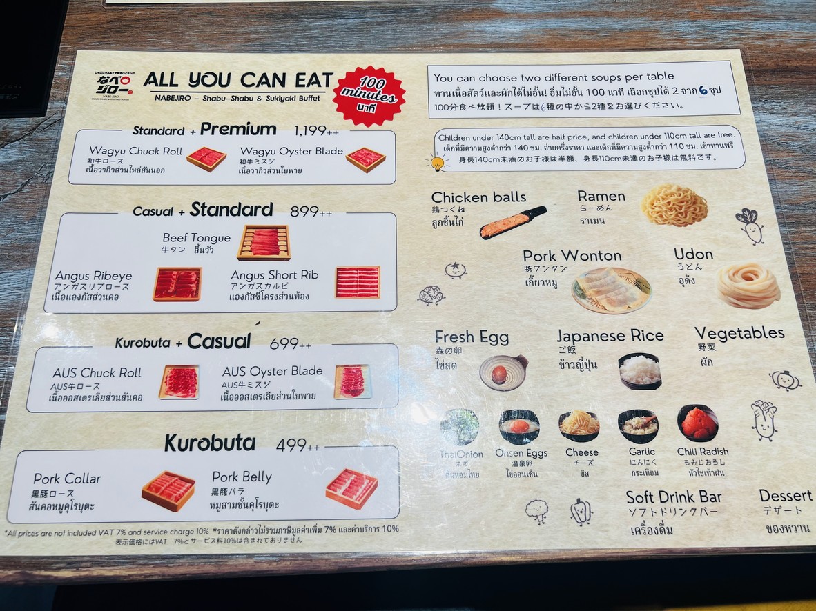 NABEJIRO ShabuSuki Buffet Nabejiro menu 1