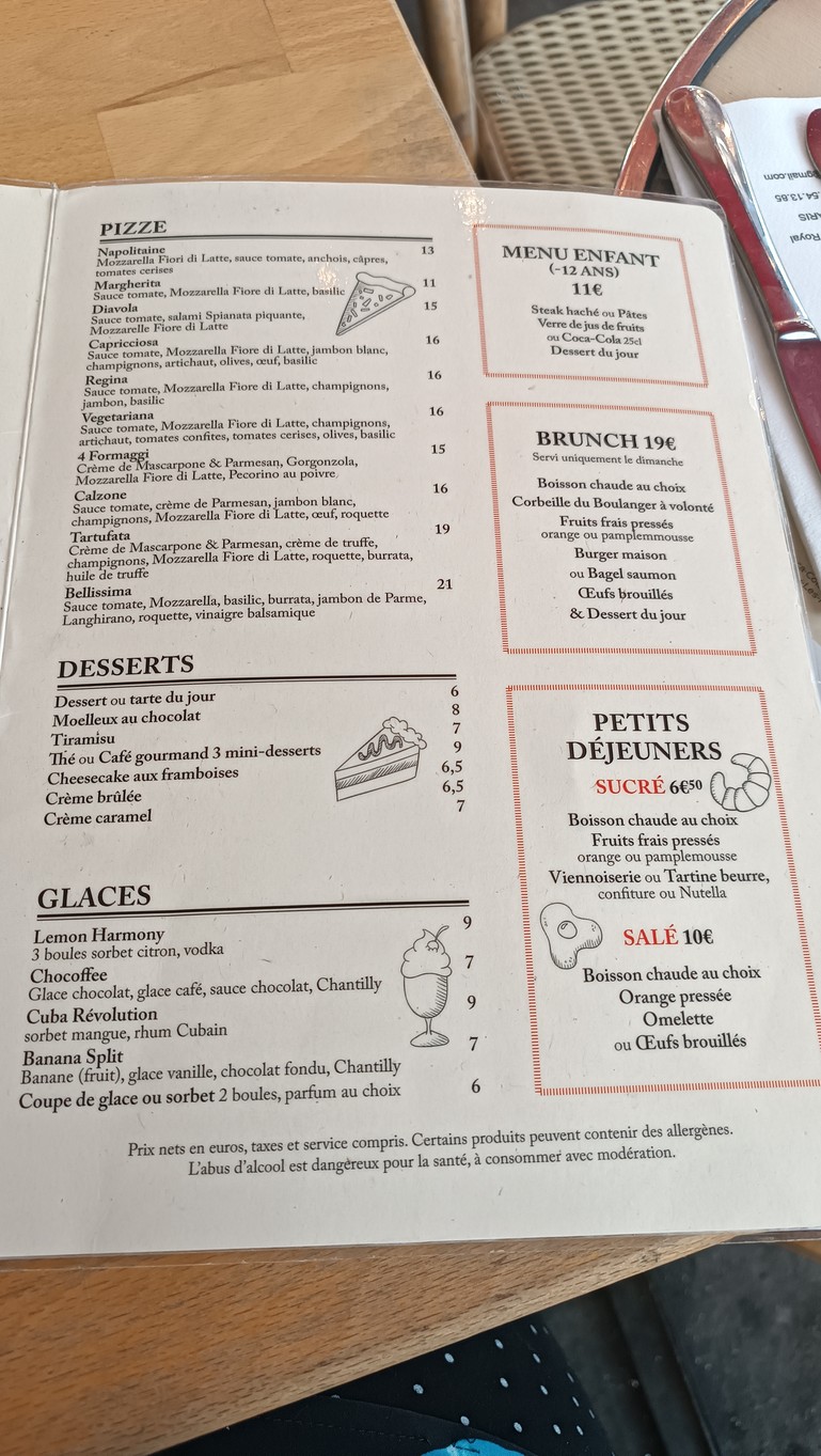 Le Royal menu 2