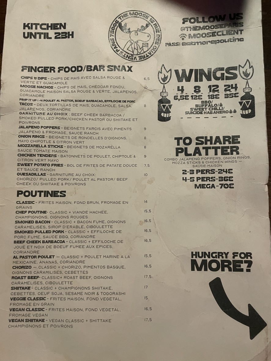 The Moose menu 1