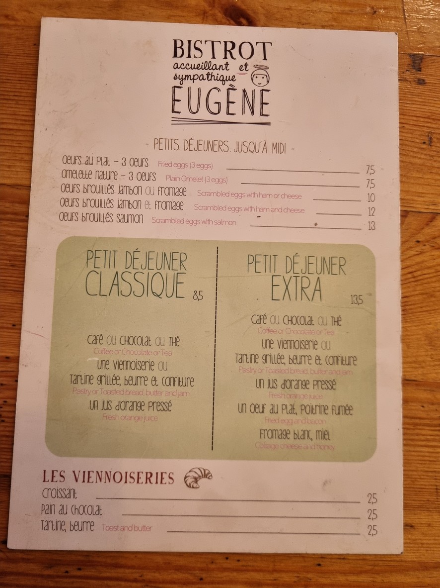 Café Eugène menu 1