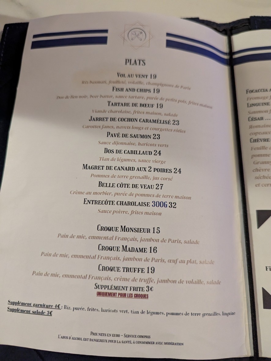 Le Victor Hugo menu 3