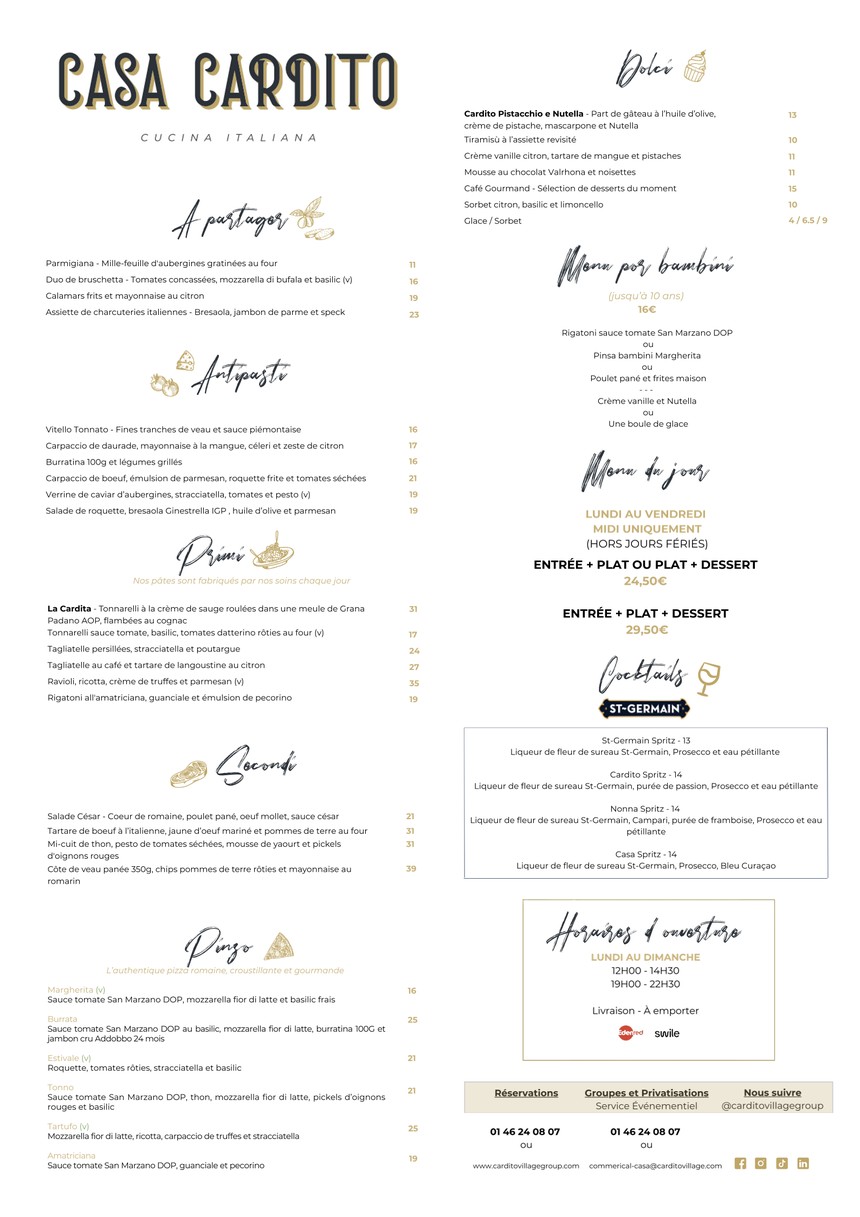 Casa Cardito menu 1