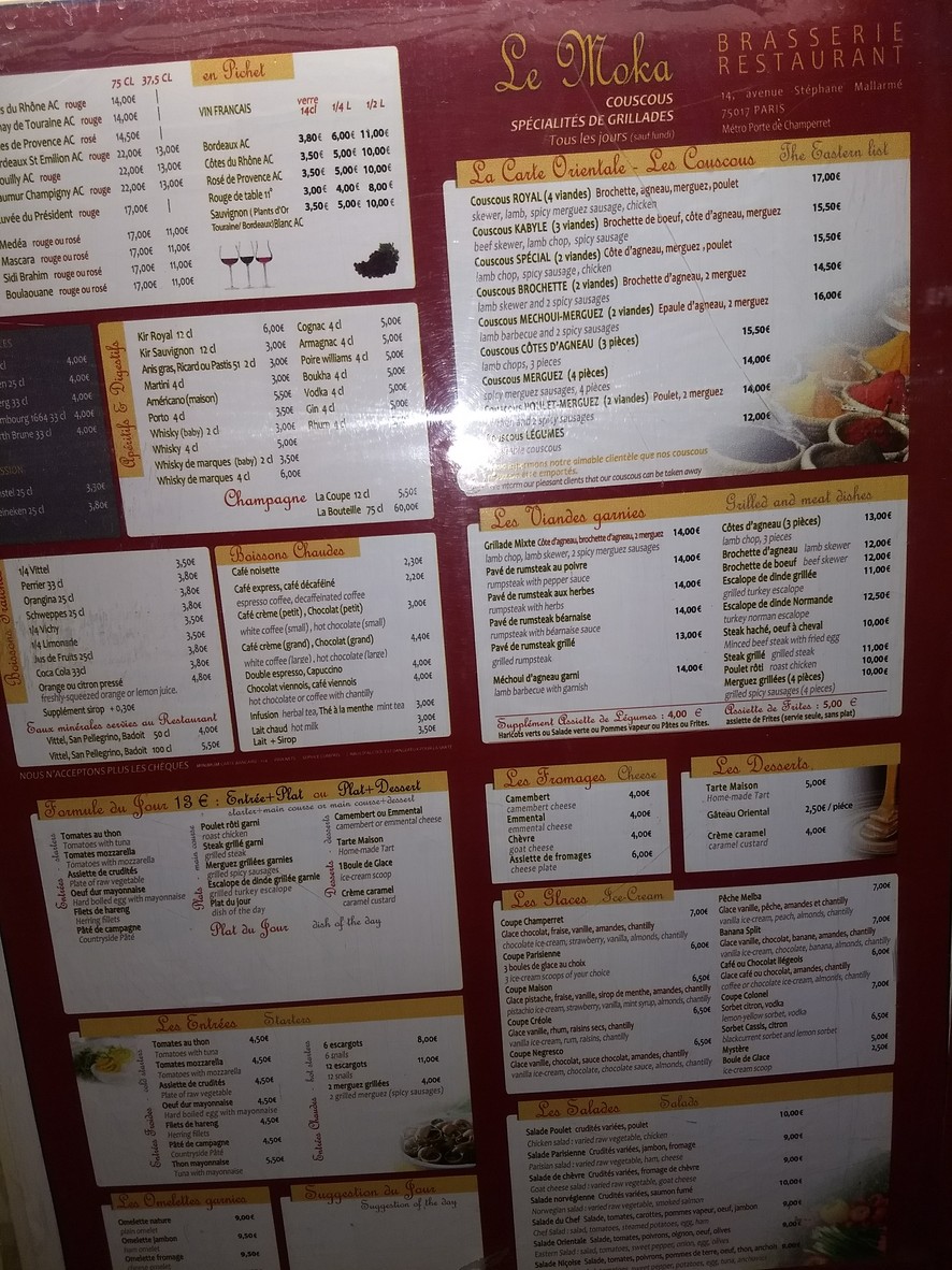 Le St Cyr menu 1
