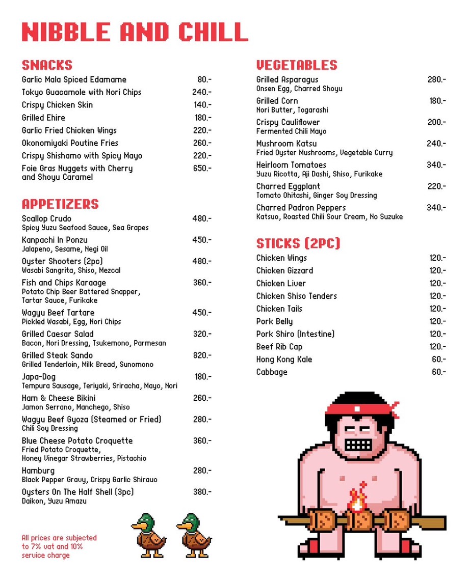 Fatboy Izakaya menu 1