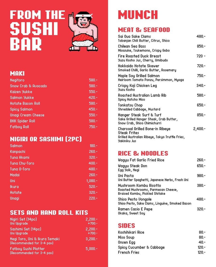 Fatboy Izakaya menu 2