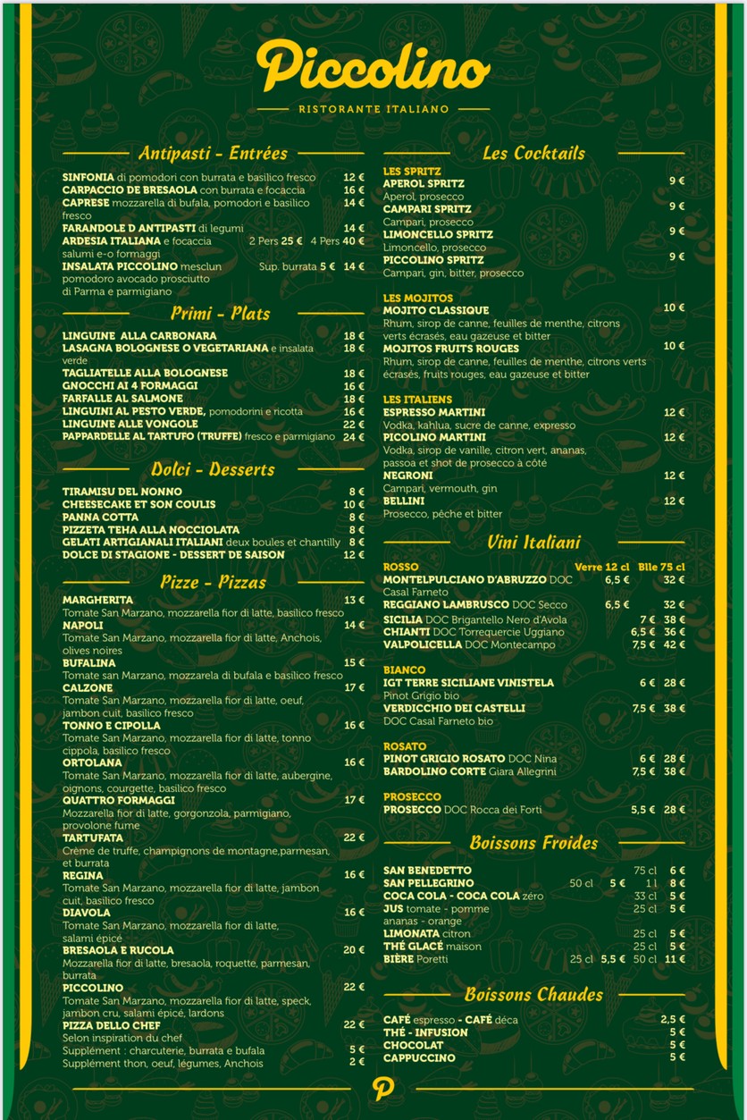 Piccolino Ristorante menu 1