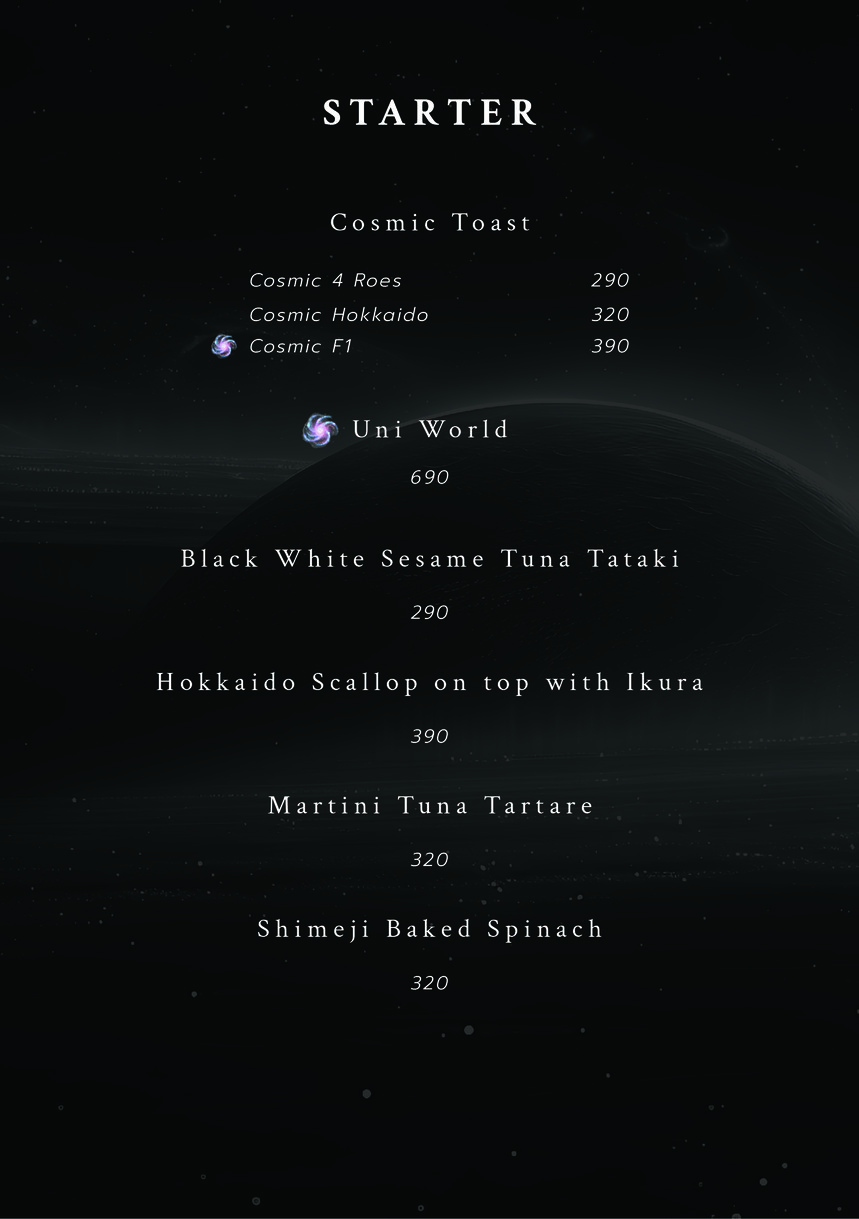 Cosmic Cuisine Sukhumvit32 menu 1