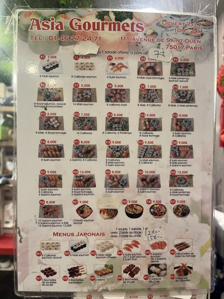 Asia Gourmet menu 1