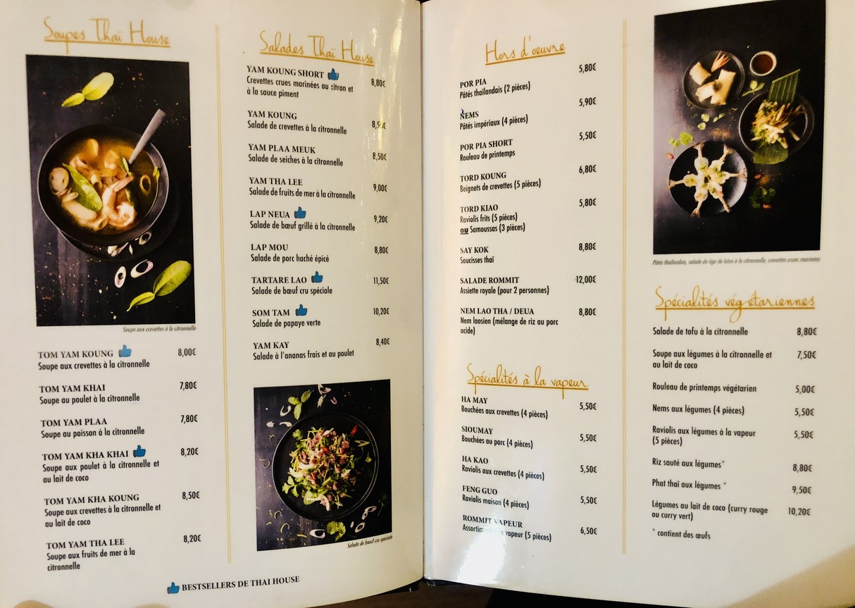 Thai House Restaurant menu 1