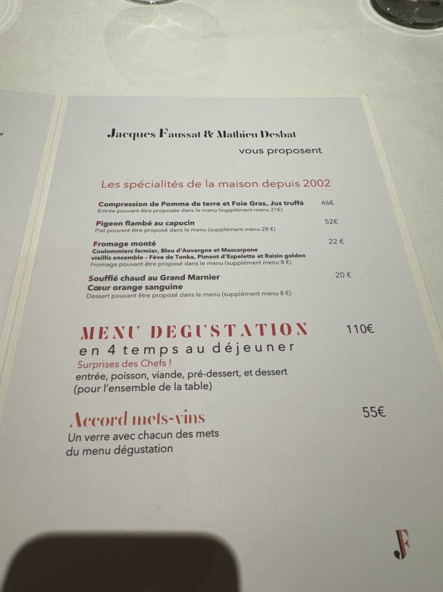 Jacques Faussat menu 1
