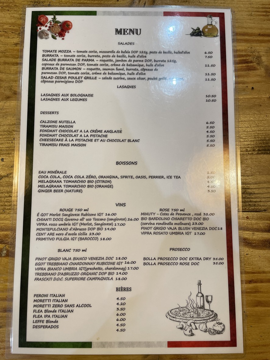 15eme Art Pizzeria menu 2