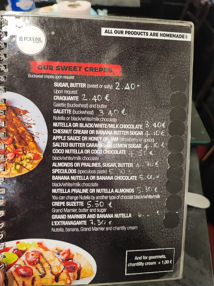 Le Fournil menu 2