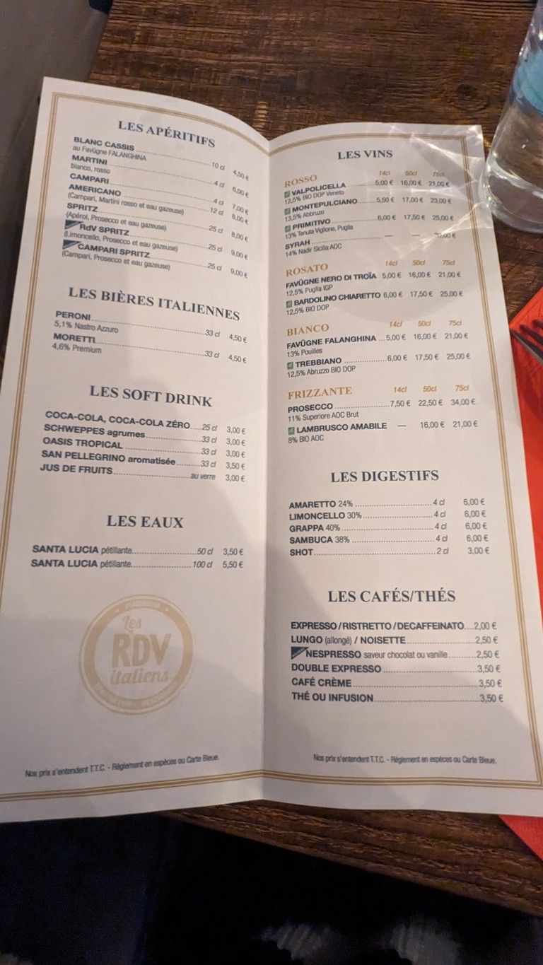 Les RDV Italiens menu 3