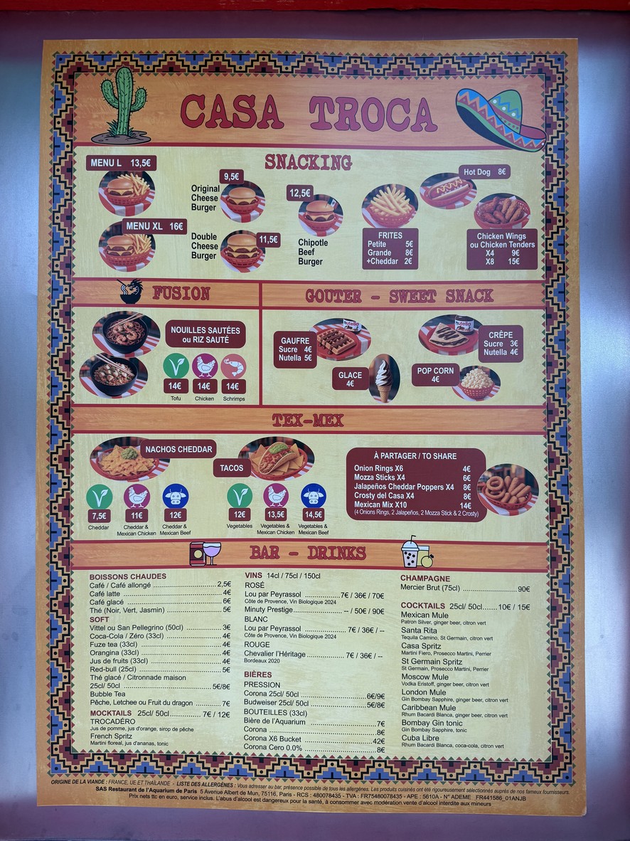 Place Suisse x Village du Trocadero menu 1