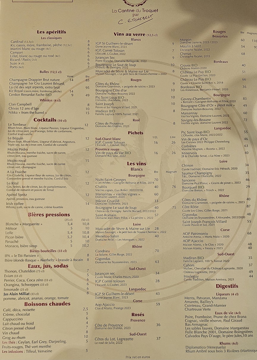 La Cantine Du Troquet Dupleix menu 2