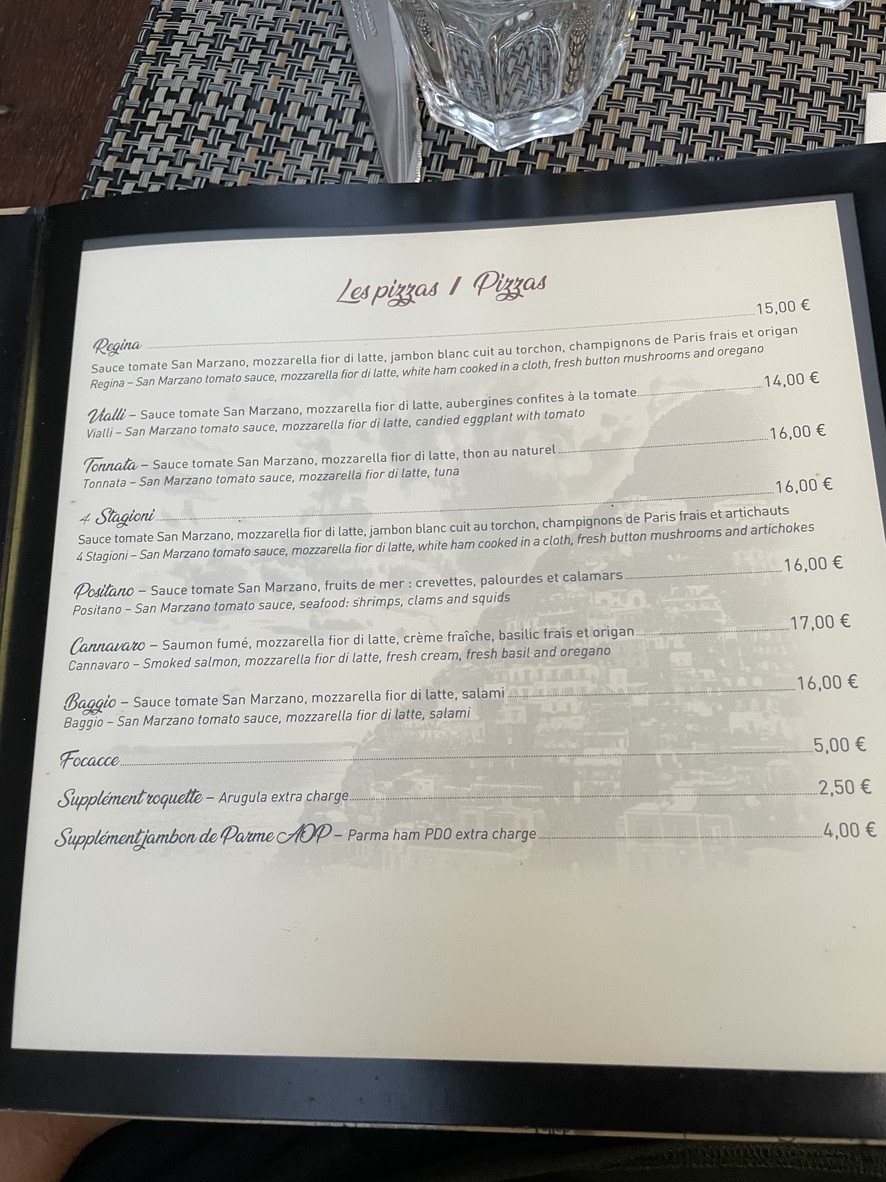 Pizzeria Positano menu 1