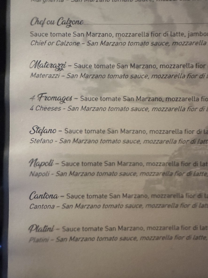 Pizzeria Positano menu 2