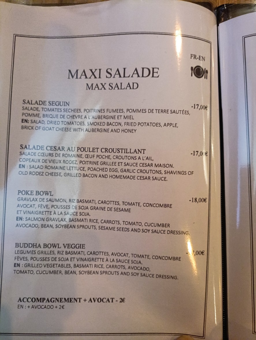 Le Petit L'or menu 2