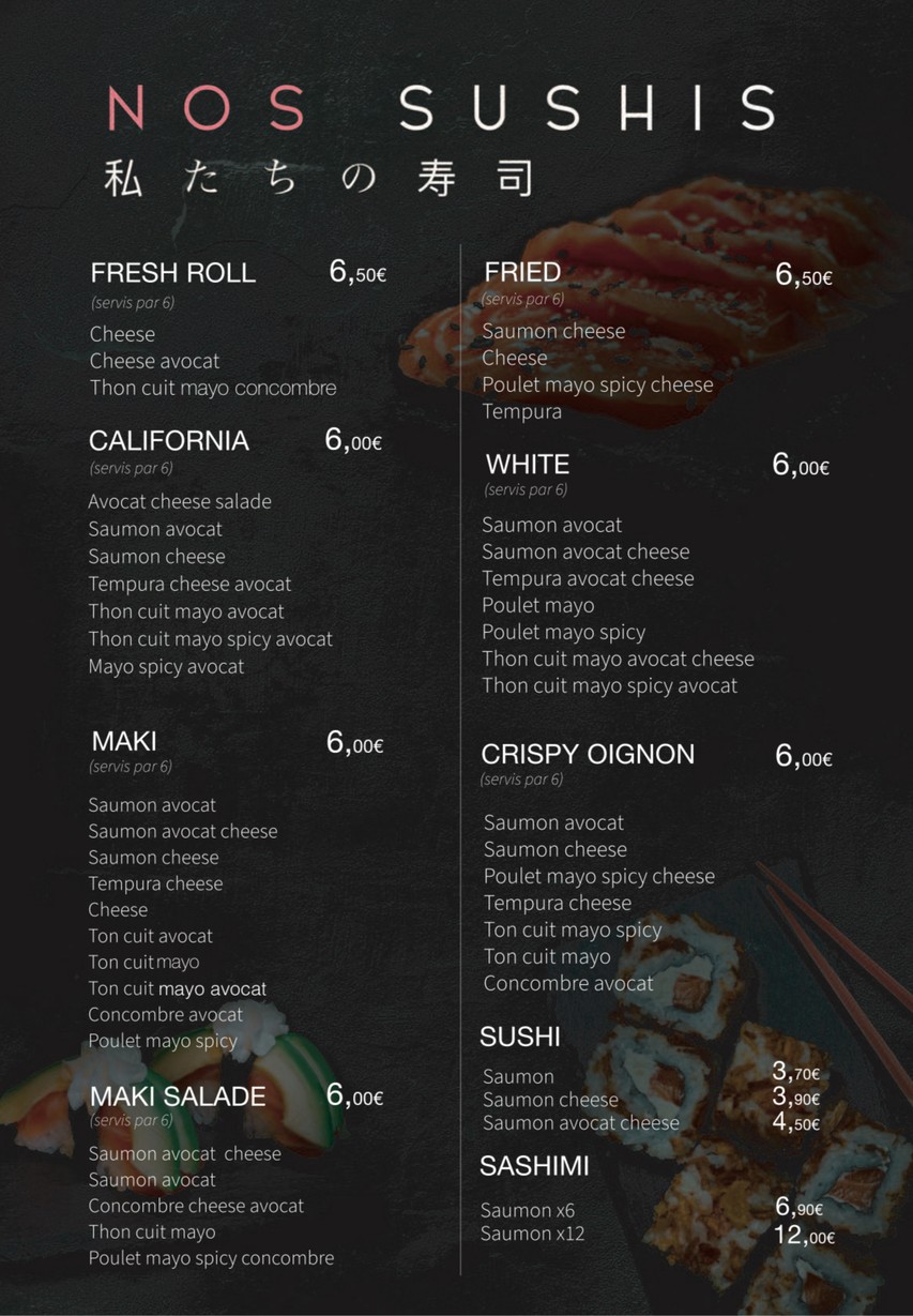SUSHI WHITE - Nanterre menu 3