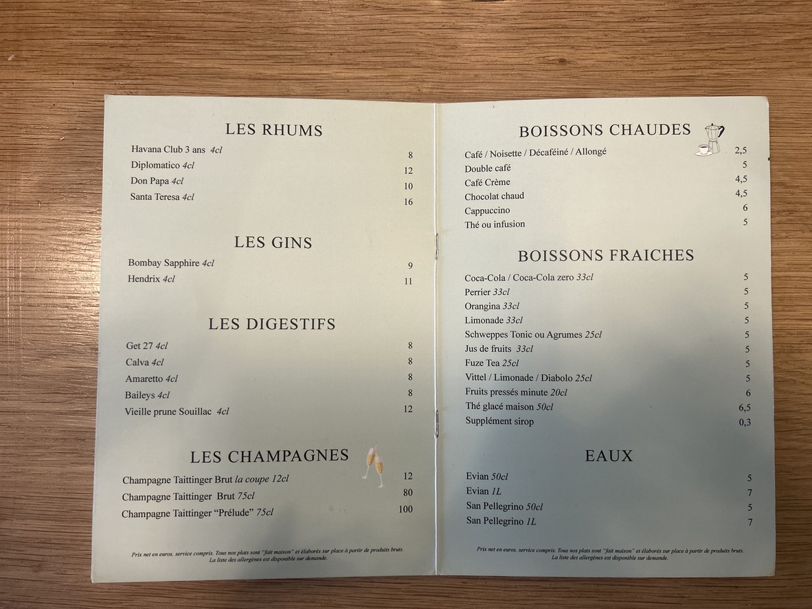 Le Petit Maillot menu 3