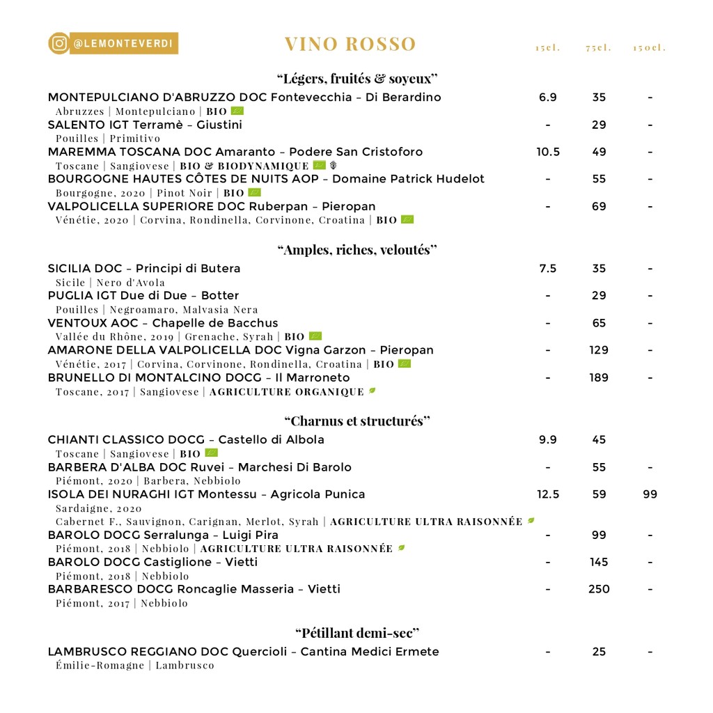 Le Monteverdi menu 5