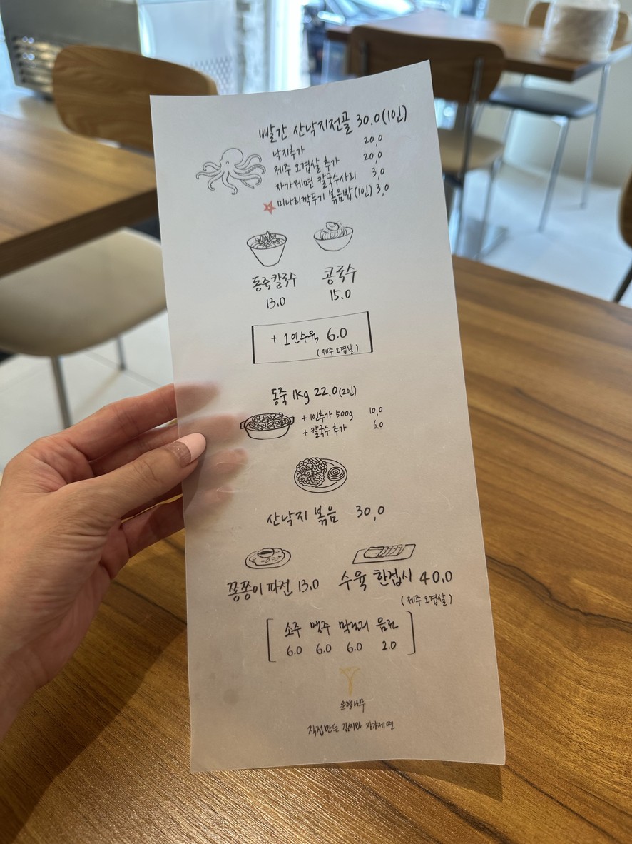 Restaurantes de fideos Kalguksu de Yongsan menu 2