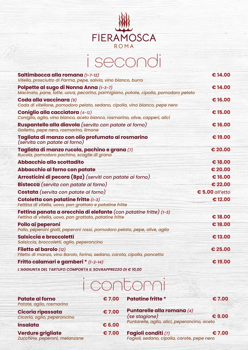 Fieramosca Roma menu 4