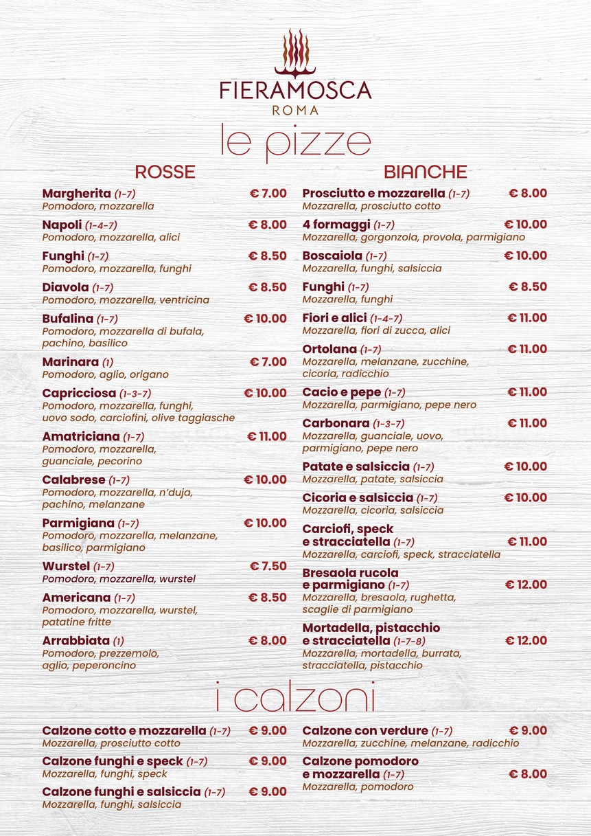 Fieramosca Roma menu 5
