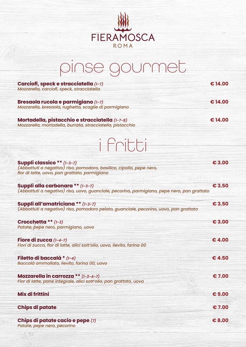 Fieramosca Roma menu 6